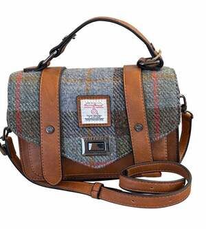 Islander Mini Satchel Bag with Harris Tweed Chestnut Herringbone NWT